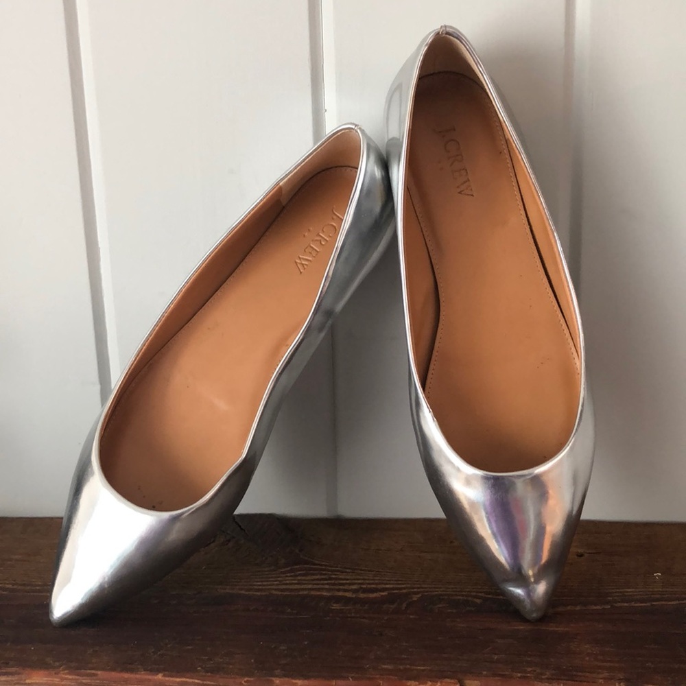 JCrew Factory Silver Patent Flats